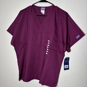 Cherokee Scrubs Top Work-Wear, Authentic V Neck Scrub Burgundy Size Small NWT!